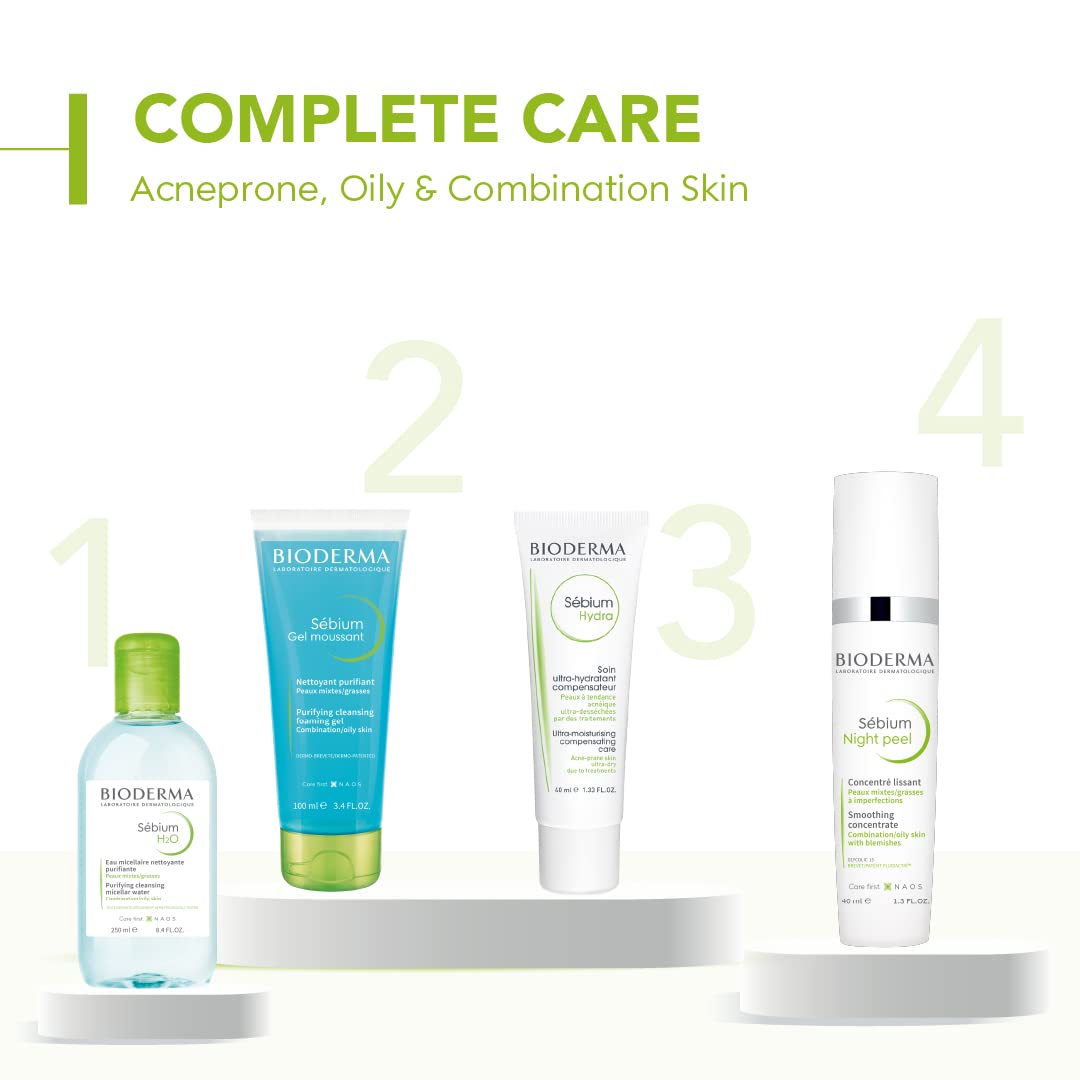 Bioderma Sebium Night Peel Smoothing Concentrate | Reduces Spots & Blemishes | For Combination/Oily Skin - 40ml Cream