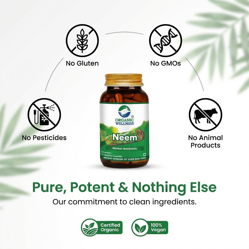 Organic Wellness Neem Capsules -  90 Capsules Bottle