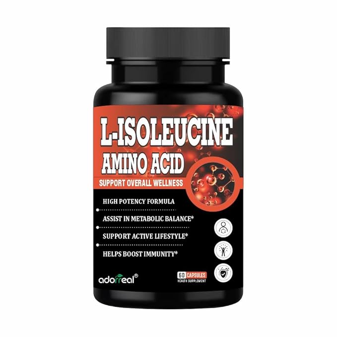 Adorreal L-Isoleucine Capsules (60 Capsules) | Essential Branched-Chain Amino Acid (BCAA) for Muscle Recovery, Endurance & Energy Production
