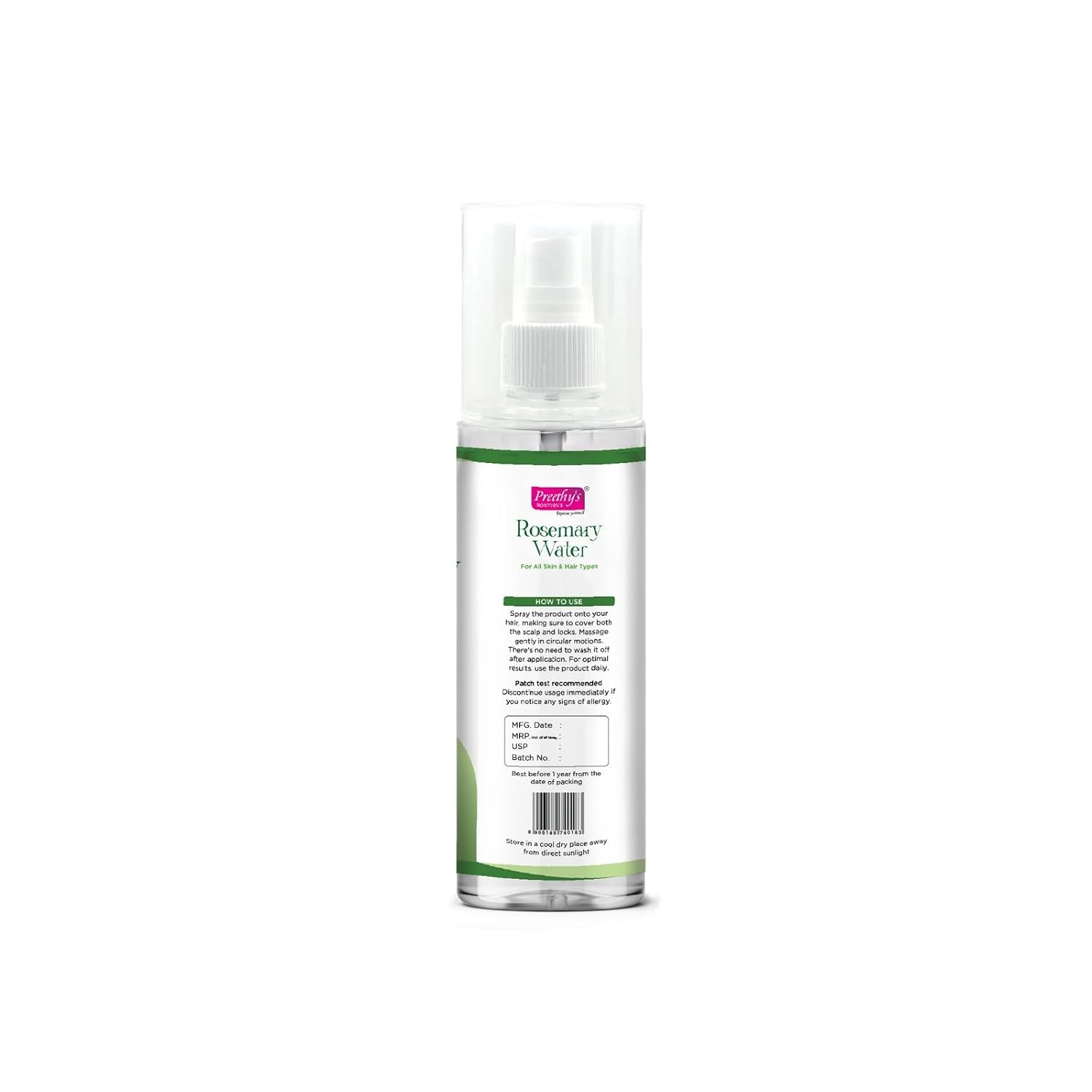 Preethy's Boutique Rosemary Water 200ml - Pure Hair Growth Spray & Scalp Tonic