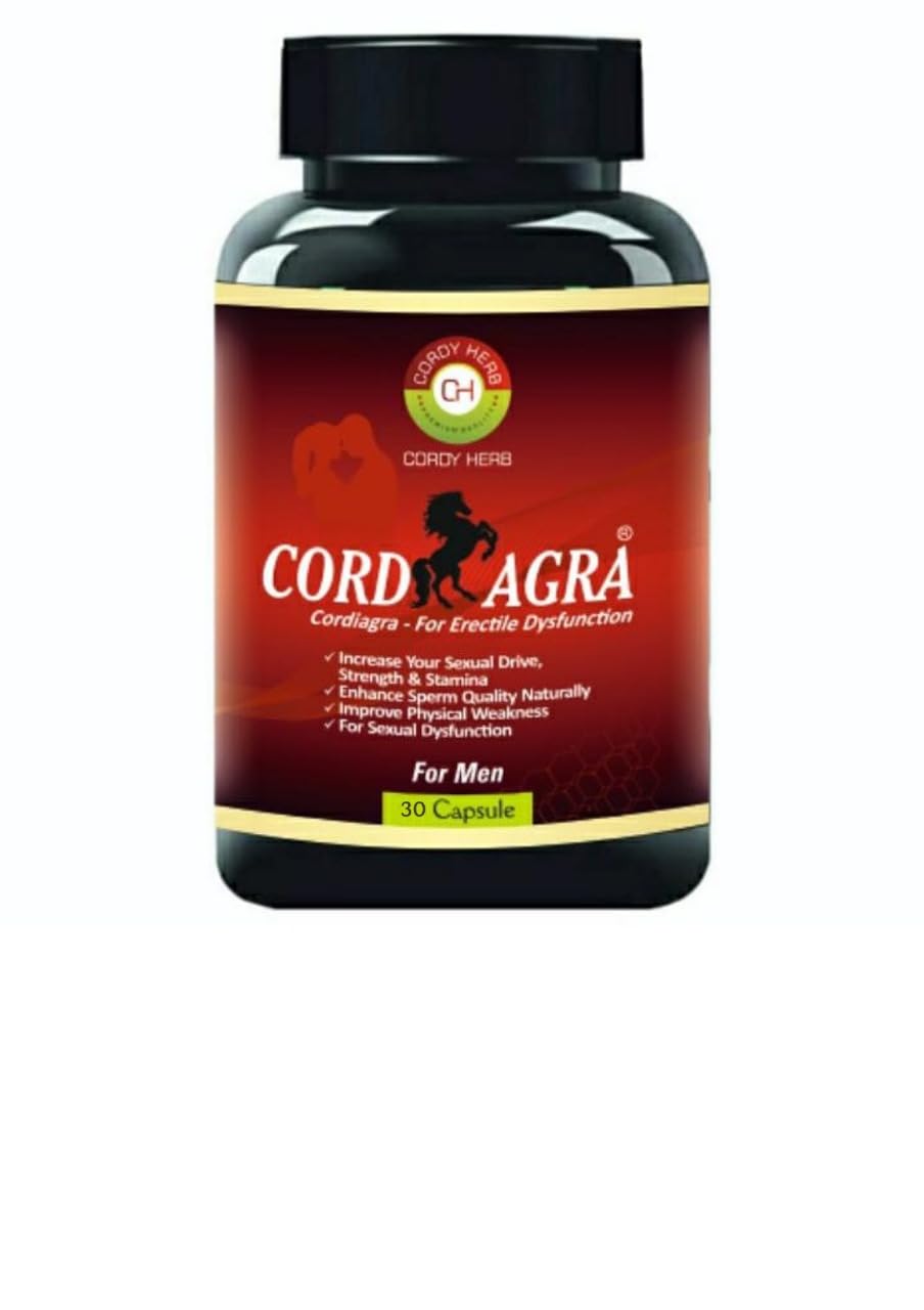 Cordy Herb Cordiagra Capsule Stamina & Energy Booster, Men's Sexual Wellness Capsule for with Cordyceps, Honey Goat Weed,Tongat Ali, Maca Root , Ginseng , Ashwagandha - 30 Capsule