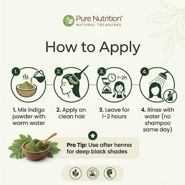Pure Nutrition Organic Indigo Powder 200g | Natural Hair Color Powder | Herbal Hair Care