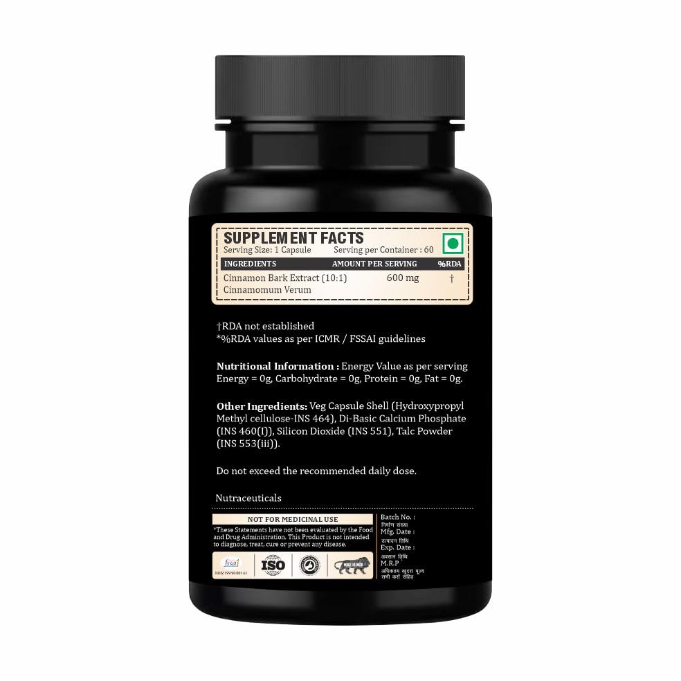 Adorreal Cinnamon Extract Capsules (60 Capsules) | Supports Healthy Blood Sugar Levels, Digestion & Metabolism