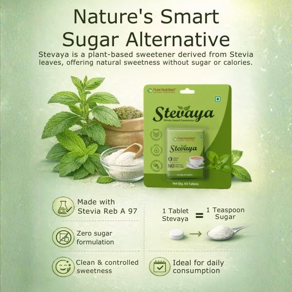 Pure Nutrition Stevia 60 Tablets | Natural Zero-Calorie Sweetener | Sugar Alternative