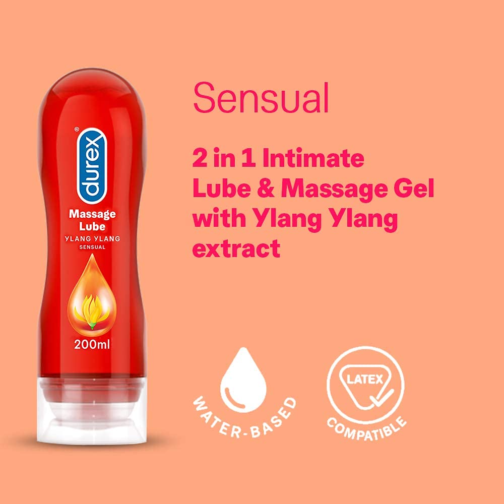 Durex Play Lubricant Gel, Cheeky Cherry - 50 ml & Durex Play Massage 2in1 Sensual - 200 ml