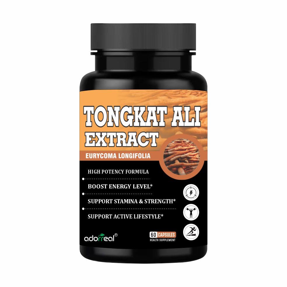 Adorreal Tongkat Ali Extract Capsules (60 Capsules) | Supports Testosterone, Muscle Strength, Energy & Vitality
