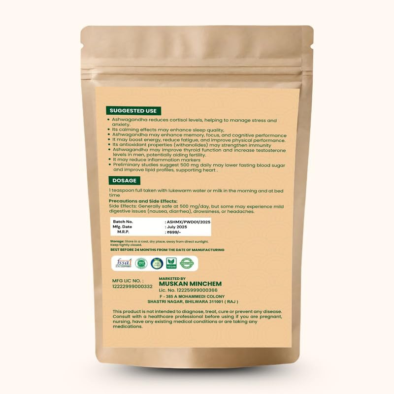 Zaynura Ayurveda Zayn Ashwamax Powder - Organic Ashwagandha Root Powder | High Potency Adaptogen | Stress Relief, Strength & Vitality