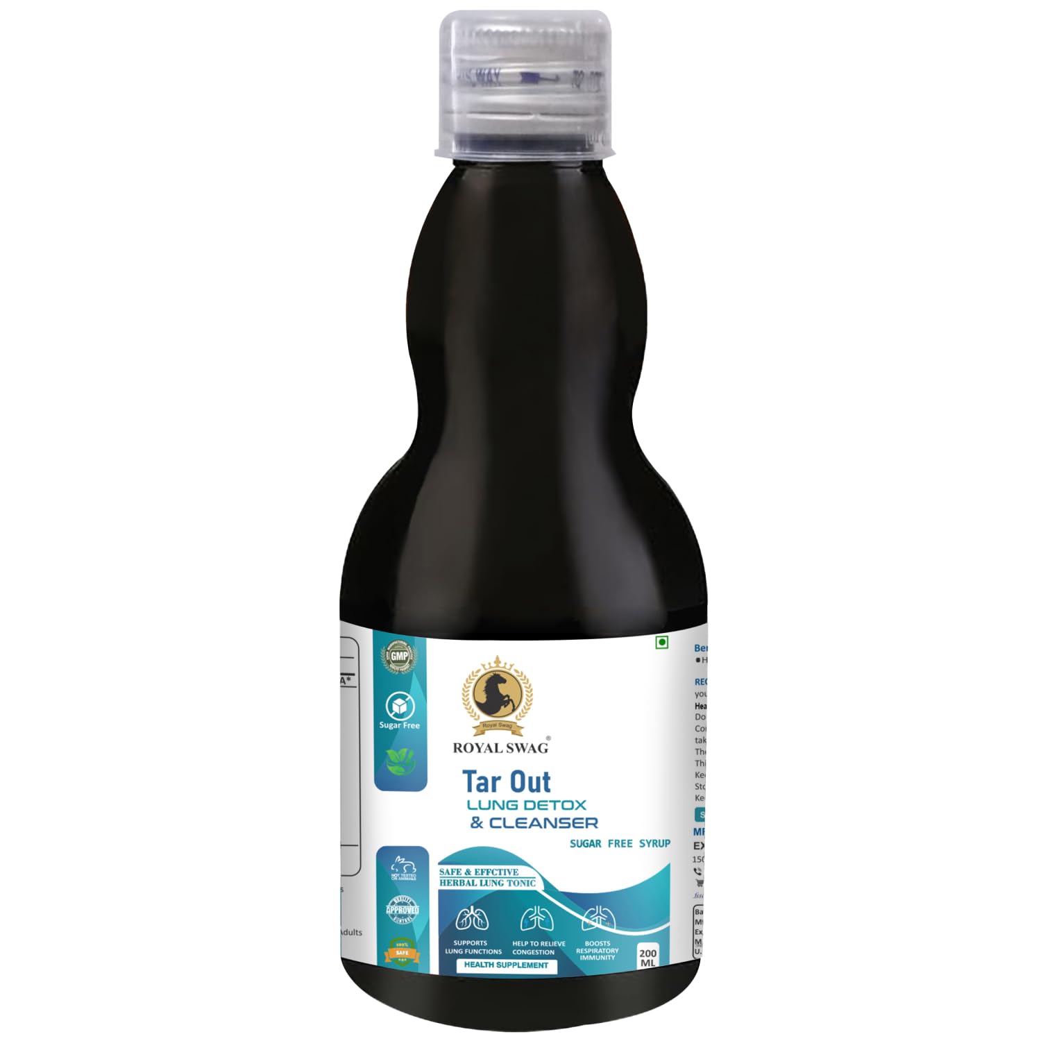 Royal Swag Tar Out Lung Detox Syrup - Sugar Free for Smokers (200ml x Pack of 3)