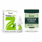 Zindagi Stevia Sugar-Free Powder (400 g Jar) with Free Krishna Tulsi Drops | 100% Natural Zero-Calorie Sweetener & Immunity Booster Combo Pack