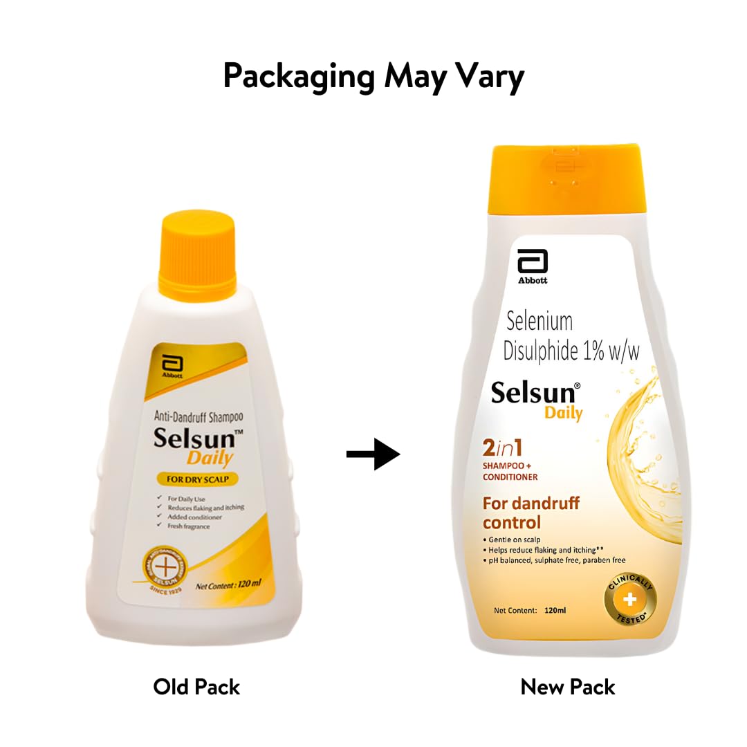 Selsun Daily Anti-Dandruff Shampoo with Added Conditioner for Dry Scalp & Hair Care | Sulphate & Paraben Free