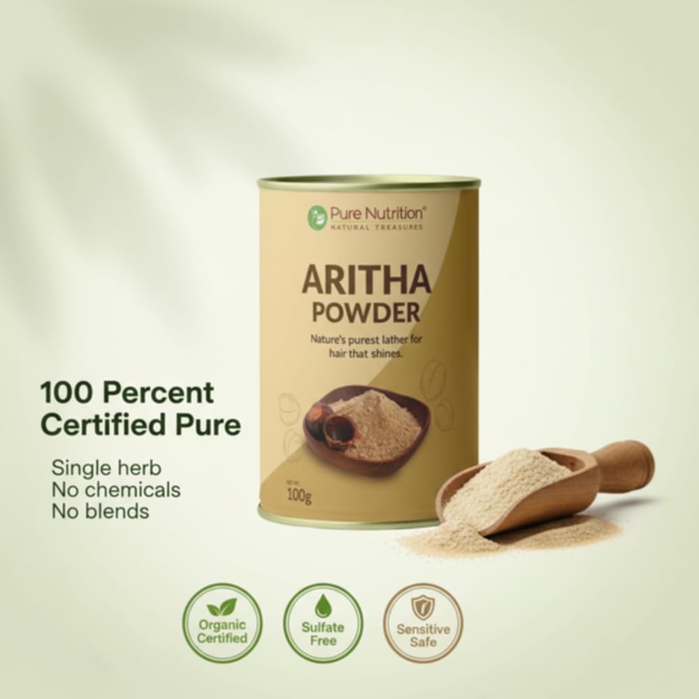 Pure Nutrition Natural Aritha Powder 100g | Reetha Powder for Hair & Scalp Care | Herbal Cleanser