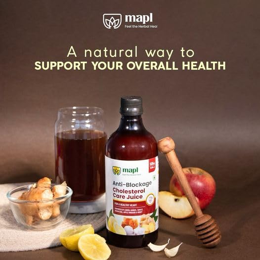 MAPL Anti Blockage Cholesterol Care Juice 1000ml | Garlic, Ginger, Lemon & Apple Cider Vinegar | Supports Heart Health & Cholesterol Balance