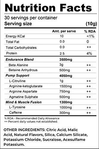 Muscle Asylum F9 Pro Pre-Workout Powder - 30 Servings, 300 Gm