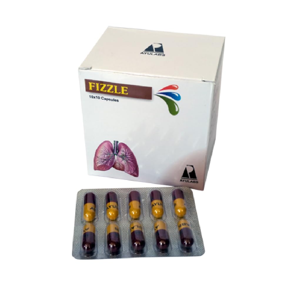 Ayulabs Fizzle Capsule | Natural Bronchodilator For Asthma, Bronchitis & Cough Relief | Pack of 100 Capsules (10x10)