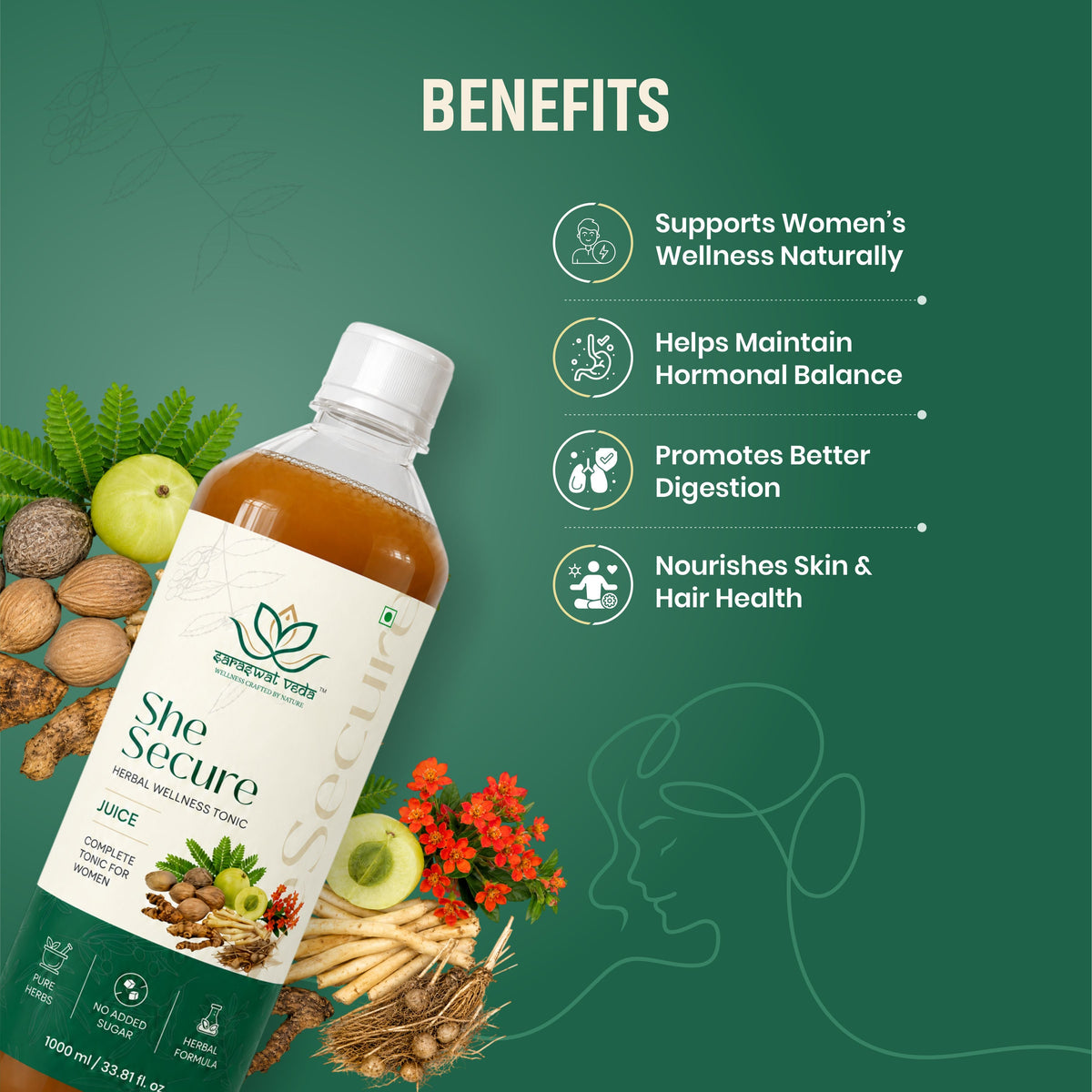 Saraswat Veda She Secure Juice | 1000 ml