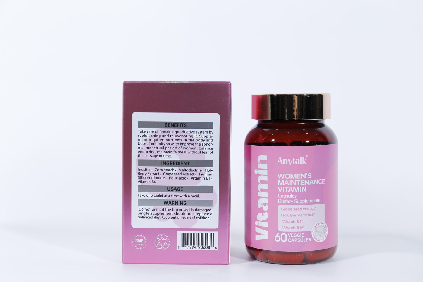 Anytalk Women's Skincare Vitamin Capsules - 500mg * 60 capsules