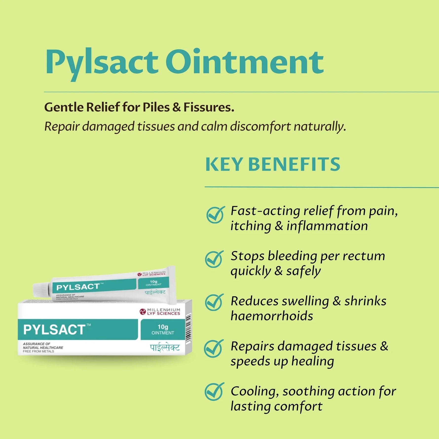 Millennium Herbal Care Pylsact Ointment (10gm Each) - Pack of 5