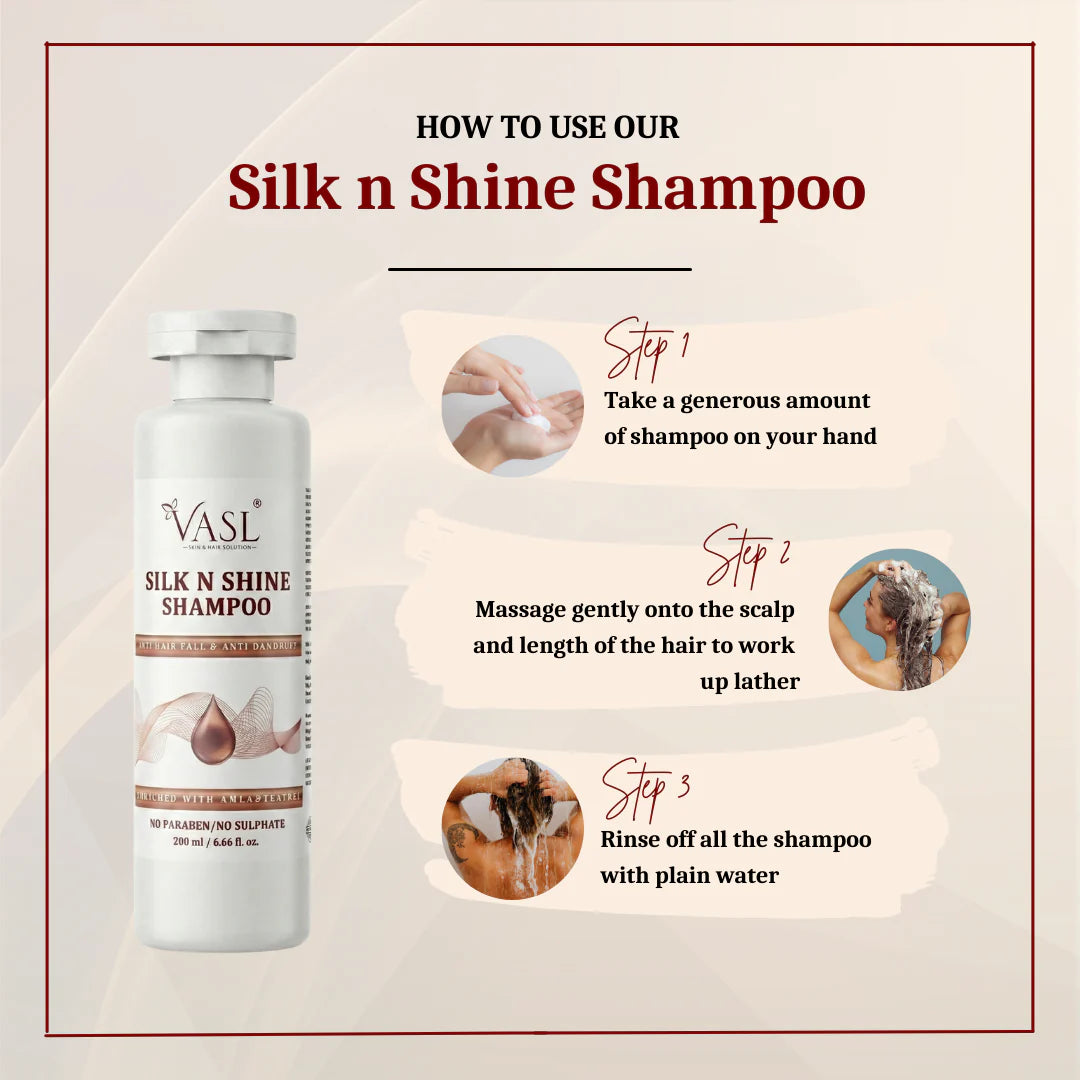 Vasl Silk n Shine Shampoo 500ml - Gloss Boosting Smoothing Hair Wash