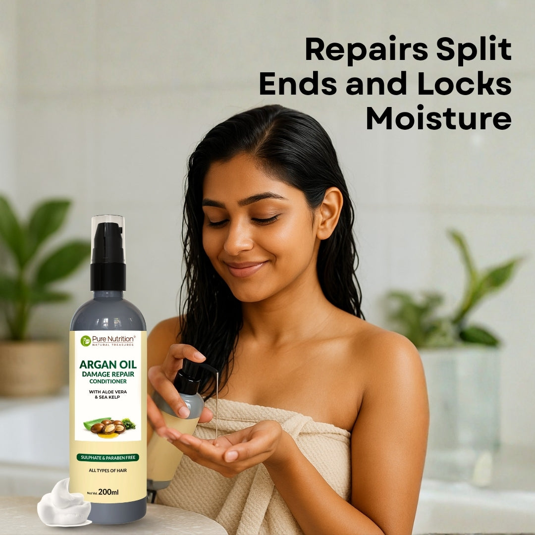 Pure Nutrition Argan Oil Damage Repair Conditioner – 200ml | Smooth & Nourish | For Dry & Damaged Hair