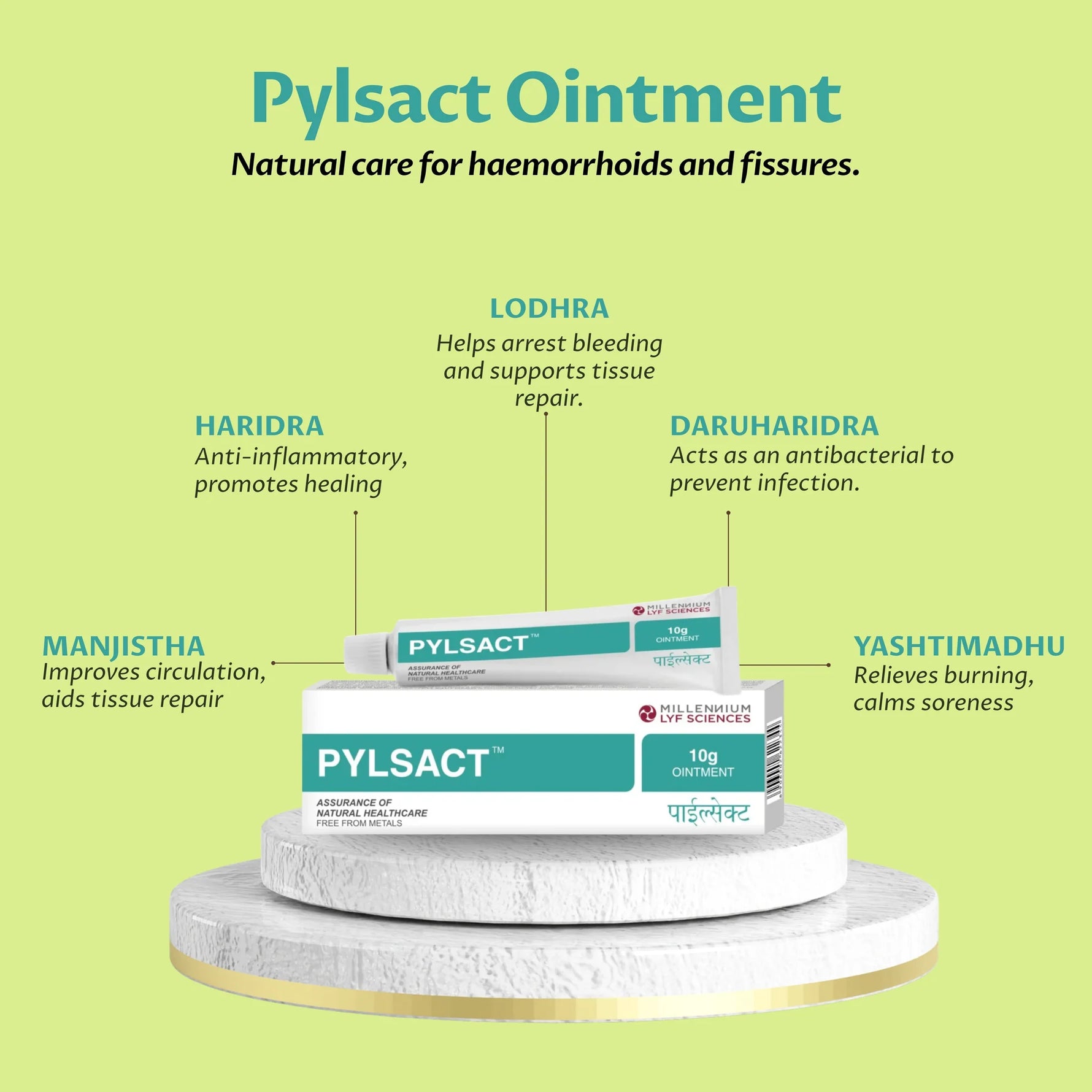 Millennium Herbal Care Pylsact Ointment (10gm Each) - Pack of 5