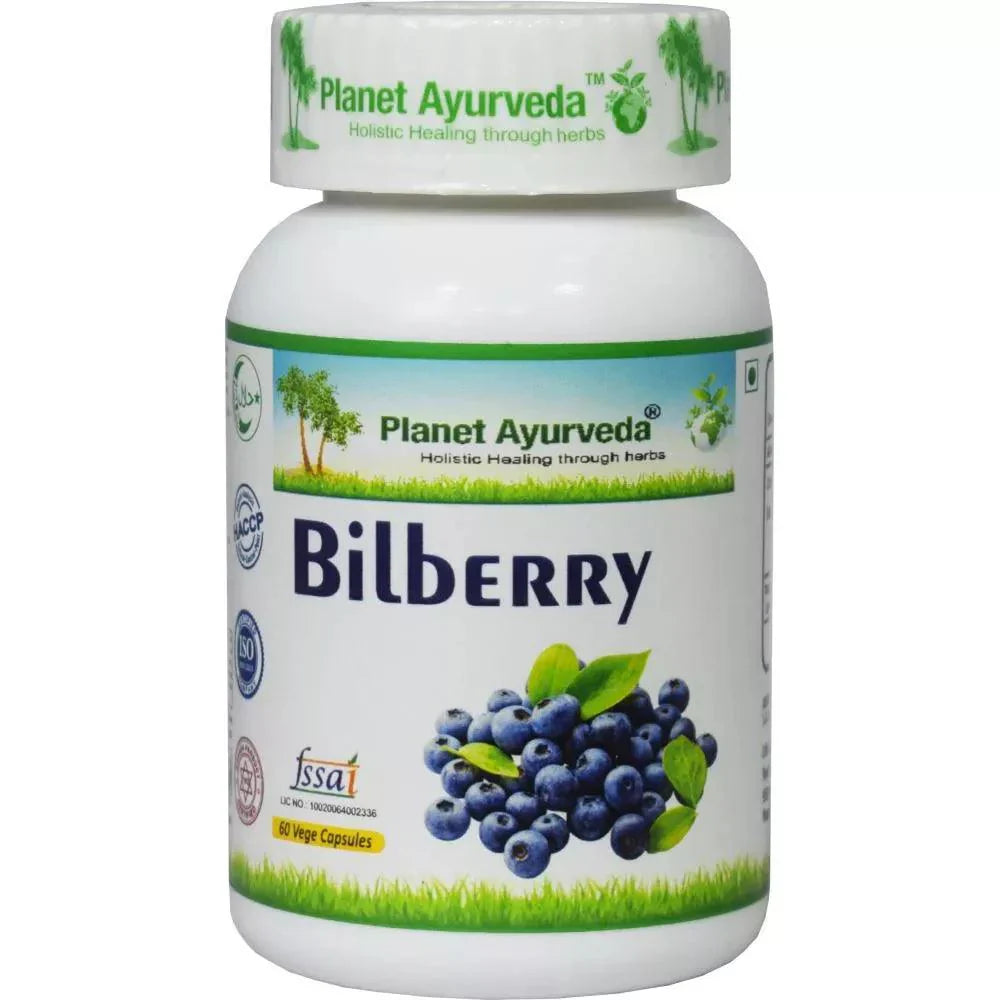 Planet Ayurveda Bilberry Capsules, 60 Count - Pure Retinal & Circulation Support