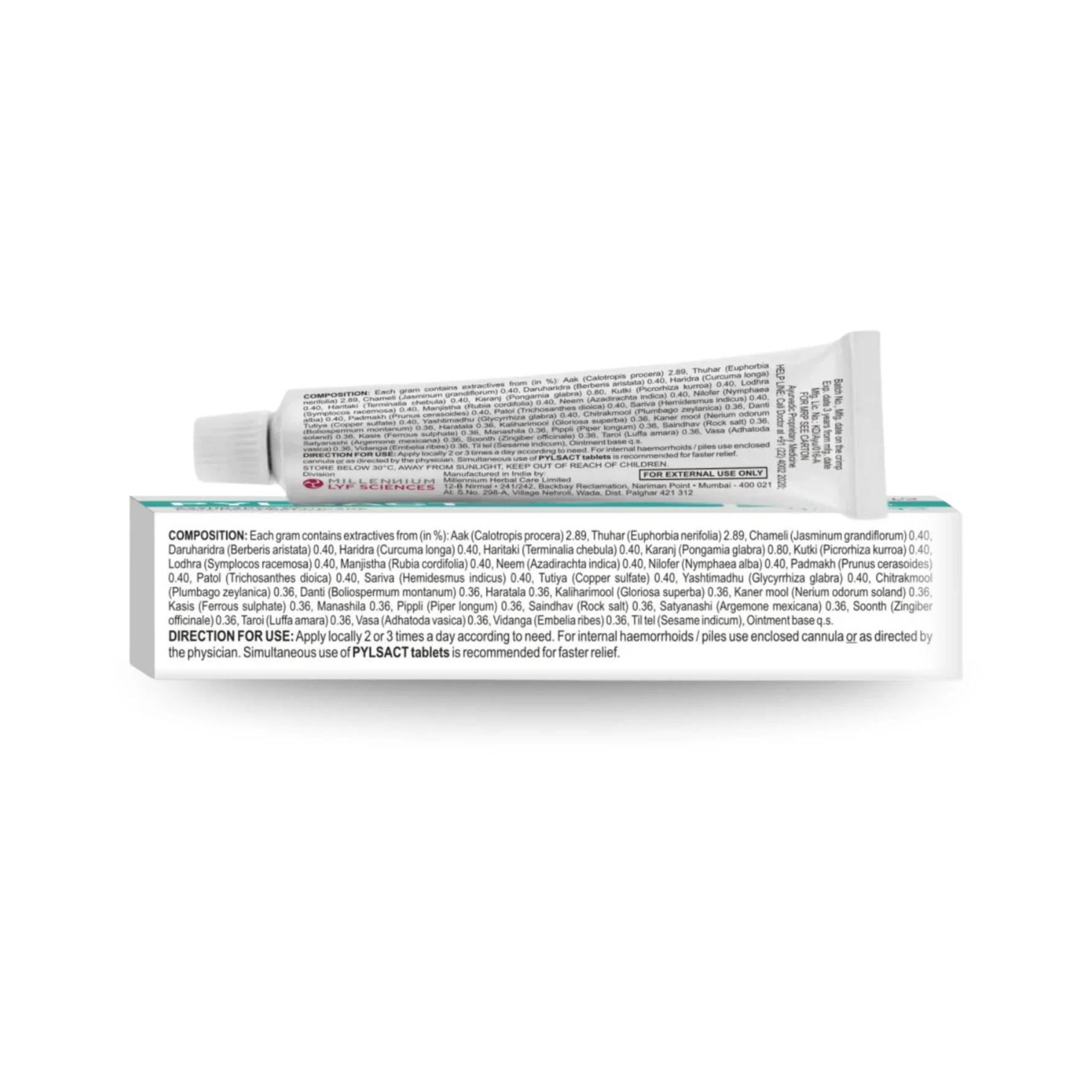 Millennium Herbal Care Pylsact Ointment (10gm Each) - Pack of 5
