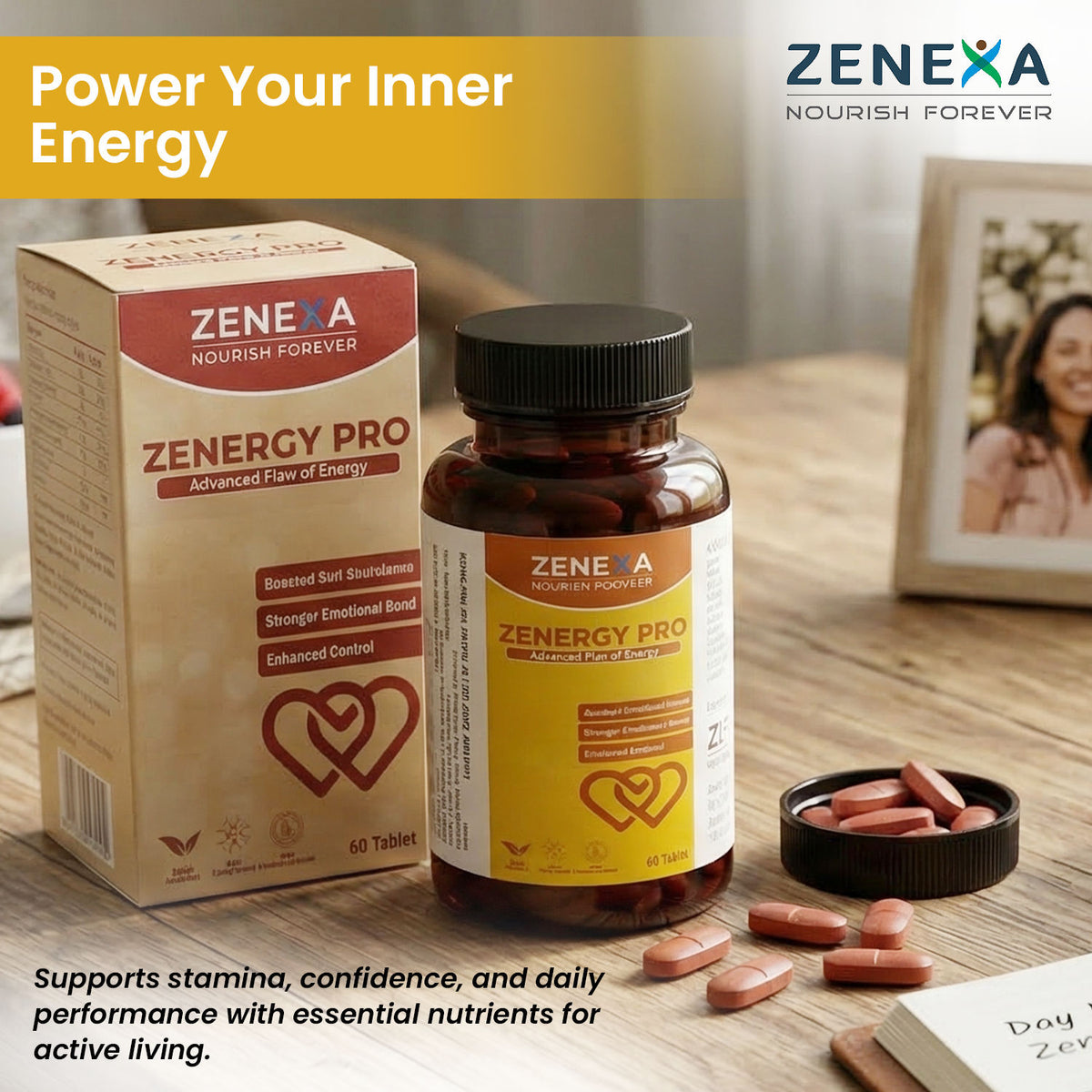 Zenexa Zenergy Pro L-Arginine, Ginseng & B-Vitamins Tablets | 60 Tablets