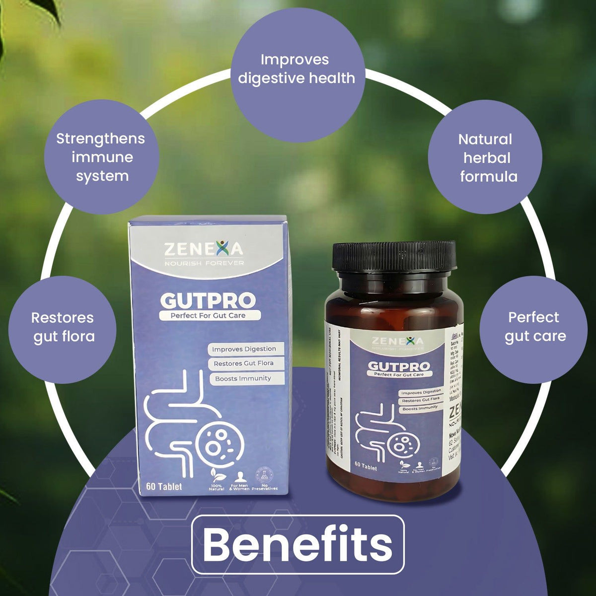 Zenexa Gutpro Probiotic & Prebiotic Tablets | 60 Tablets