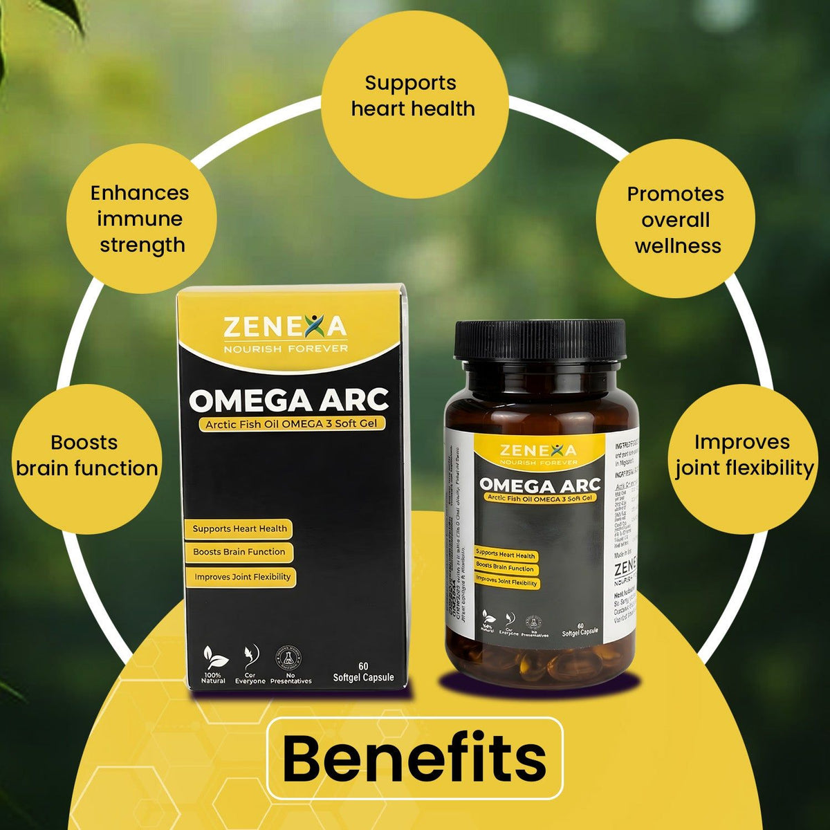 Zenexa Omega Arc Arctic Fish Oil Omega-3 Softgels | 60 Softgels