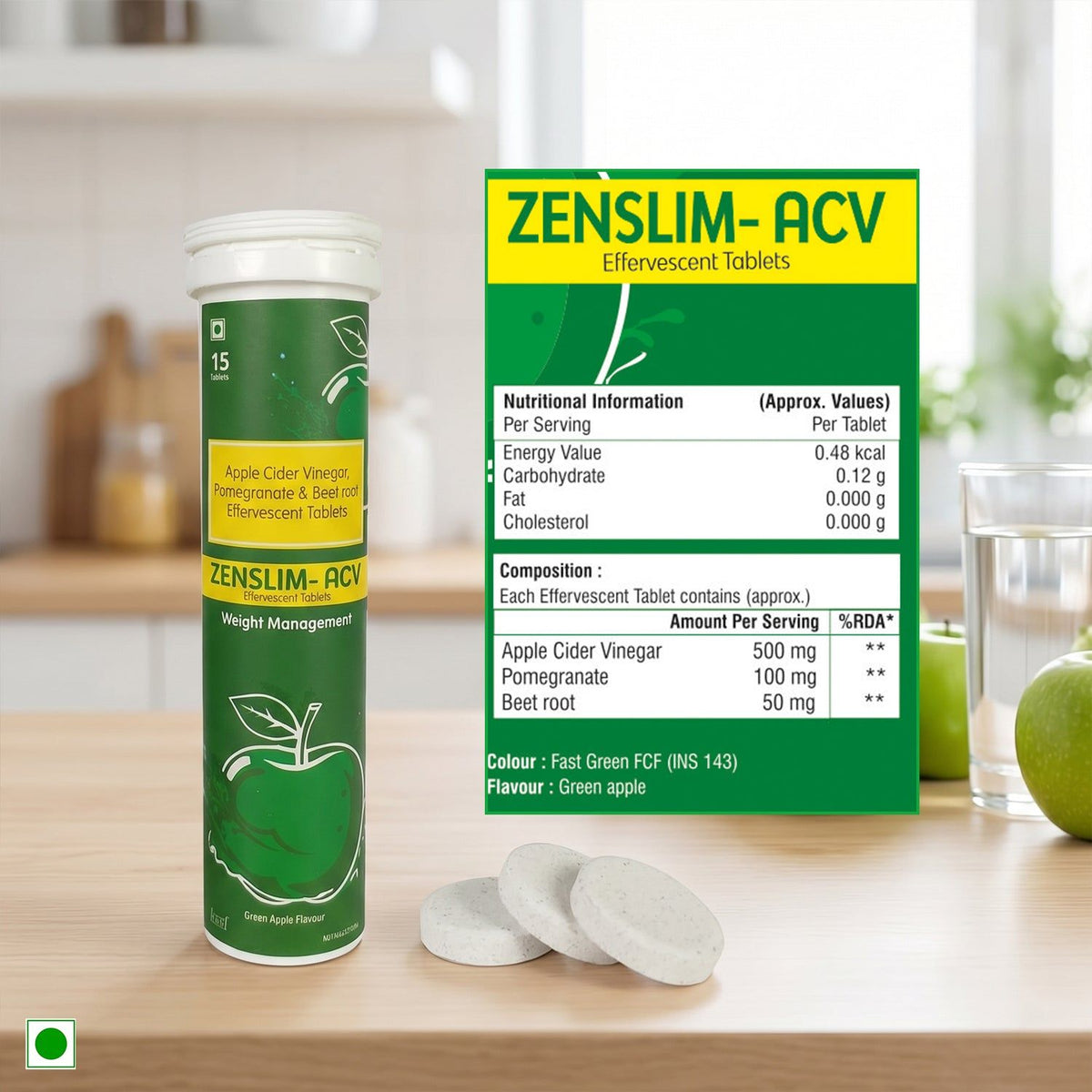 Zenexa Zenslim ACV Apple Cider Vinegar Effervescent Tablets | 15 Tablets