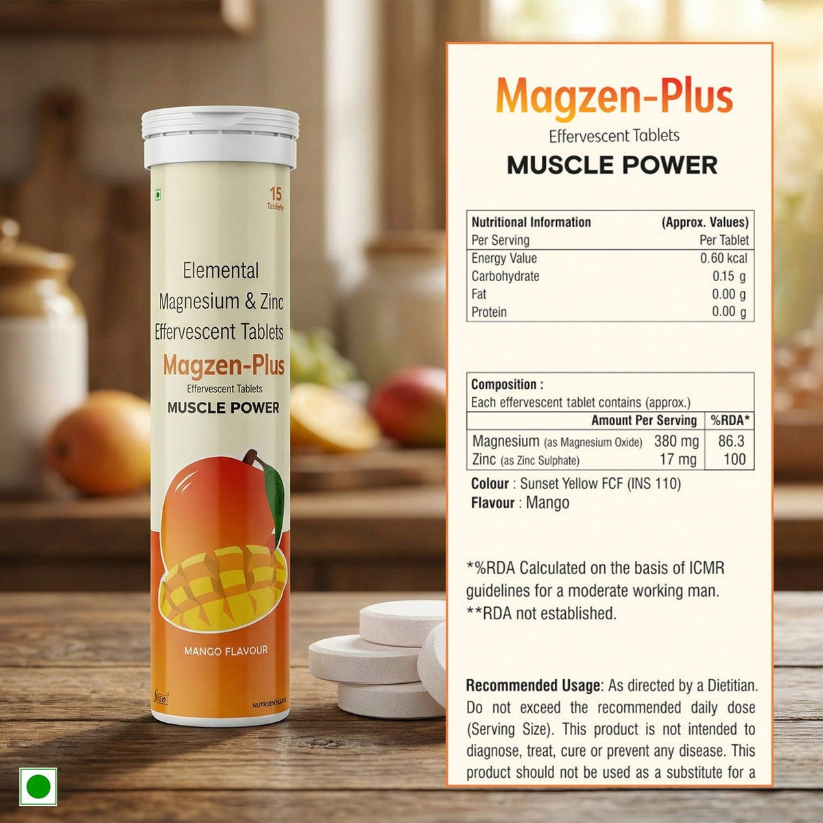 Zenexa Magzen Plus Magnesium & Zinc Effervescent Tablets | 15 Tablets