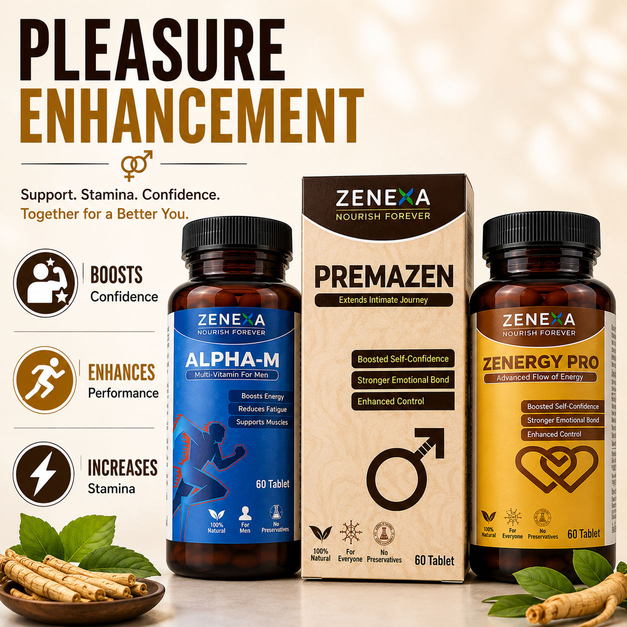 Zenexa Men's Vitality Combo – Zenergy Pro, Premazen & Alpha-M Set of 3