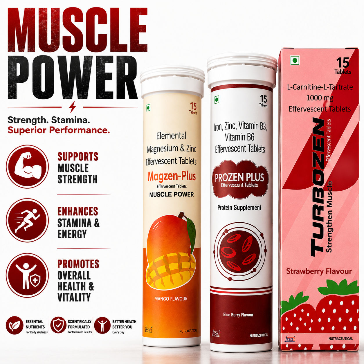 Zenexa Muscle Support Combo – Turbozen, Magzen Plus & Prozen Plus 1 Month Pack