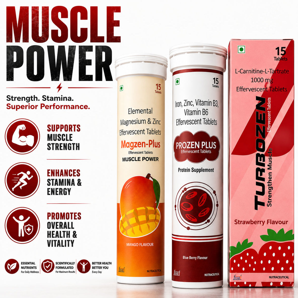 Zenexa Muscle Support Combo – Turbozen, Magzen Plus & Prozen Plus 1 Month Pack