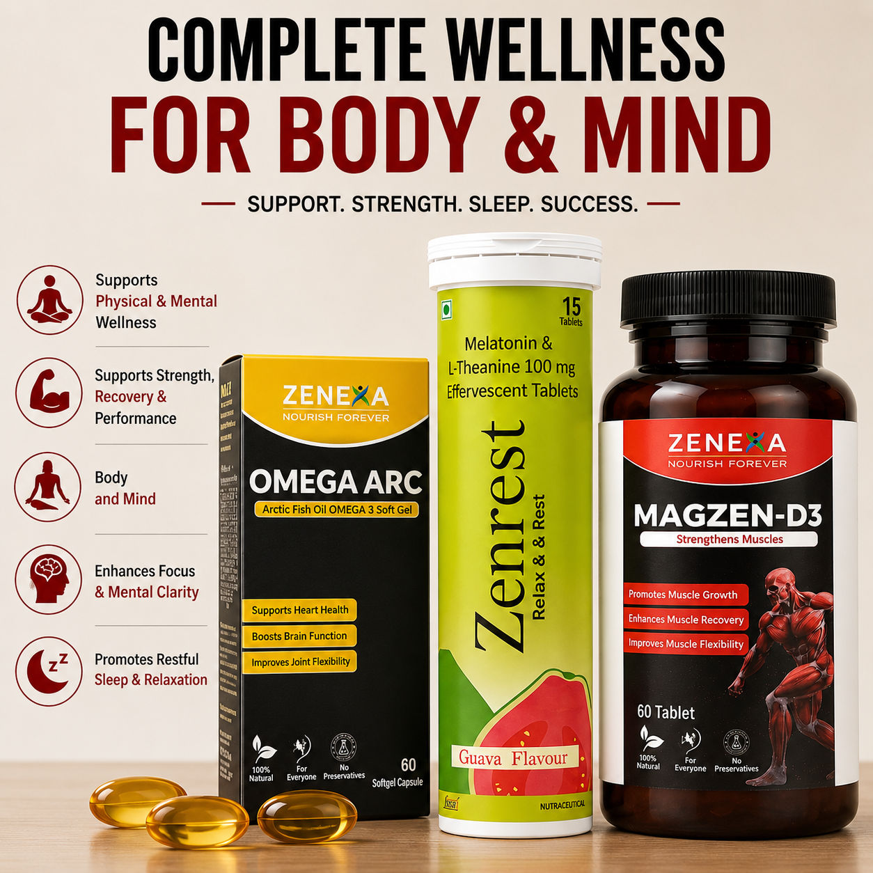 Zenexa Body & Mind General Wellness Combo Set of 3
