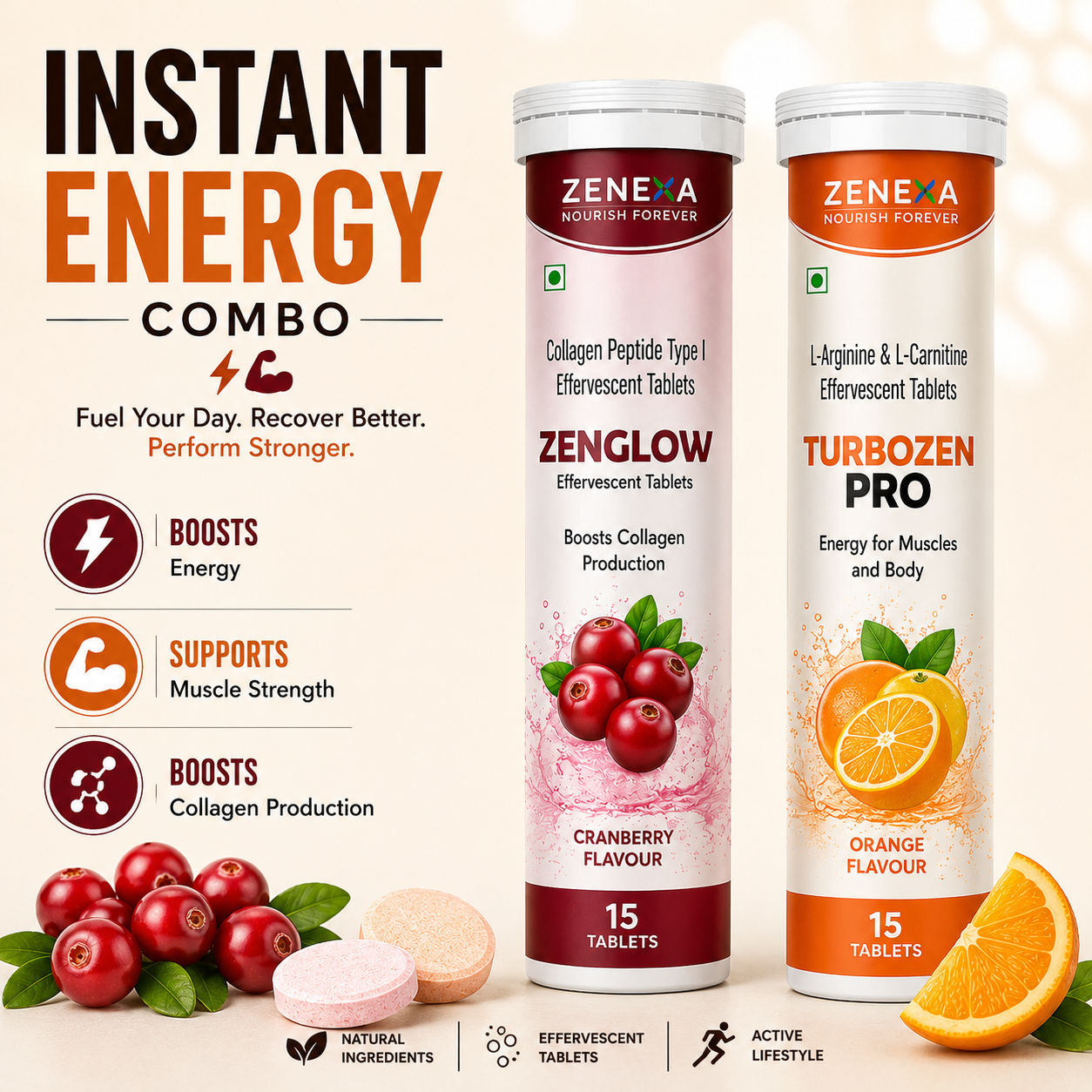 Zenexa Daily Wellness Combo – Zenglow Collagen & Turbozen L-Carnitine Set of 2