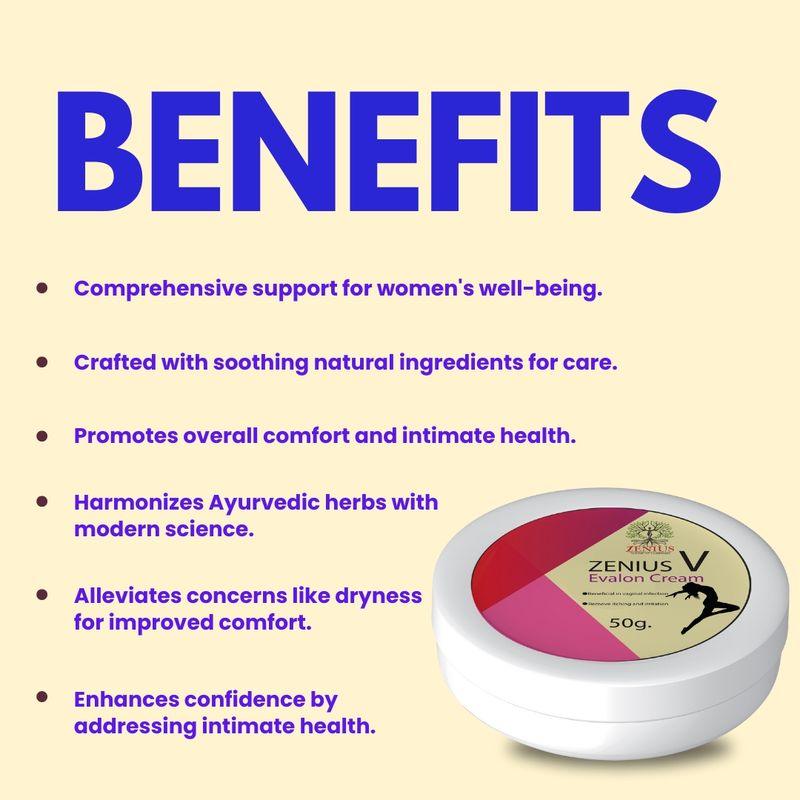 Zenius V Evalon Cream - Evalon Cream and Medicine for Vaginal Infection and Care - 50gm Cream