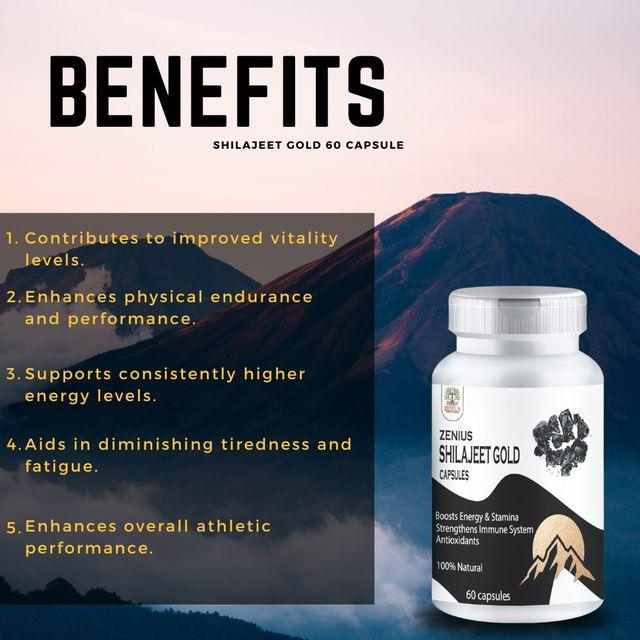 Zenius Shilajeet Gold Capsules for Sexual Health and Stamina Boosting - 60 Capsules