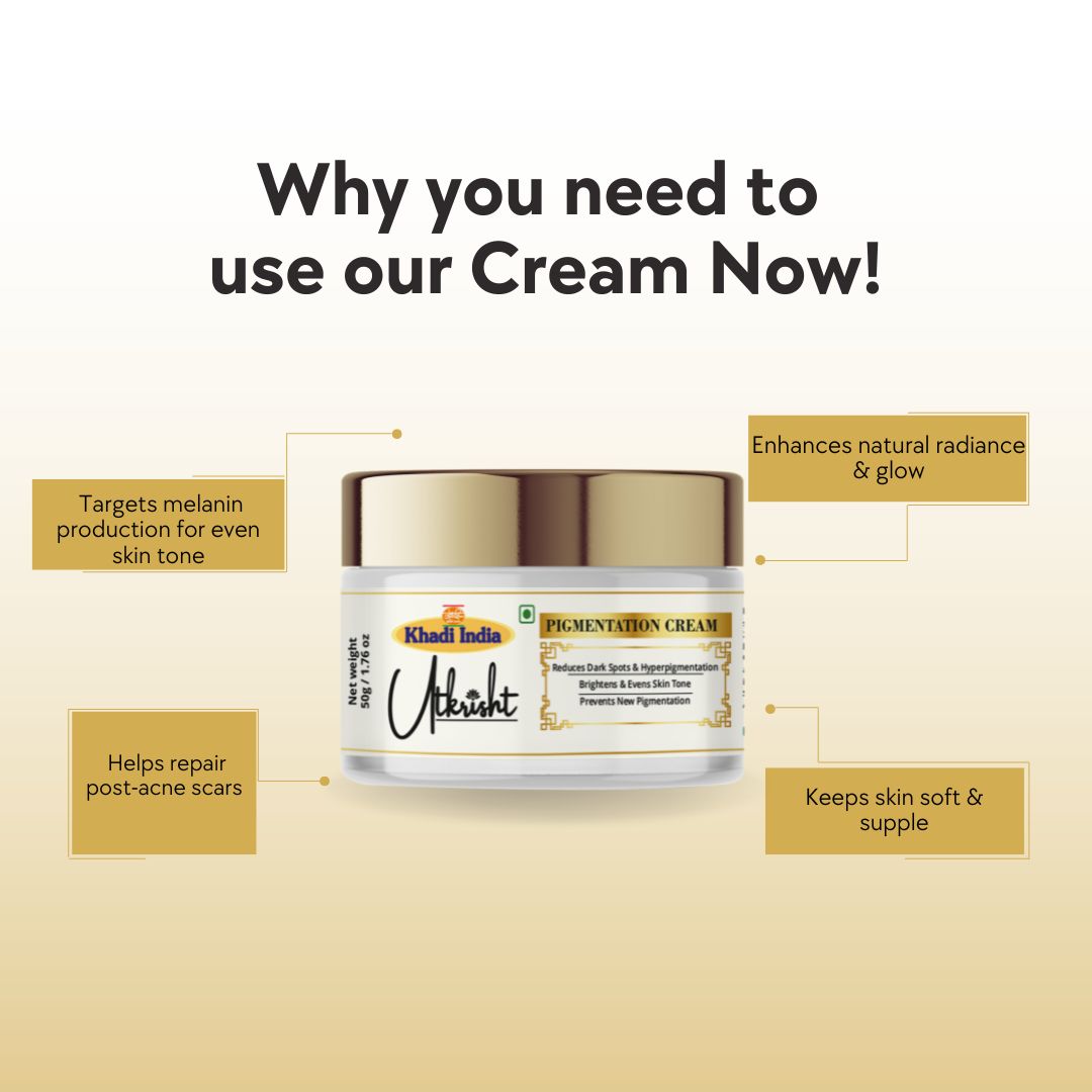 Khadi Essentials Herbal Ayurvedic Anti-Pigmentation Cream (50g) | For Dark Spots, Melasma & Uneven Skin Tone