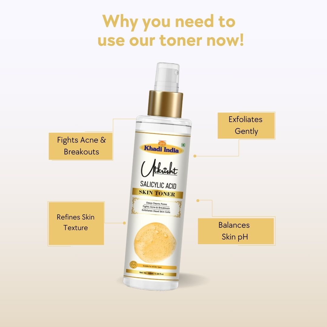 Utkrisht Khadi Pure Salicylic Acid Face Toner | For Acne Control, Pore Cleansing & Blackhead Removal