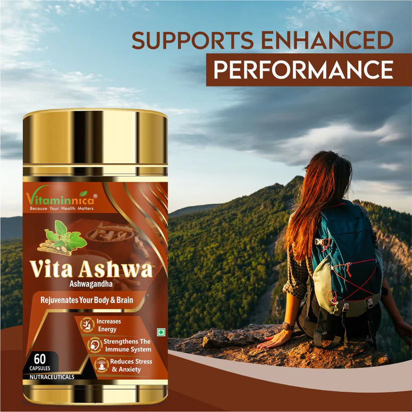 Vitaminnica Vita Ashwa 500mg - Ashwagandha for Stress Relief & Vitality, 60 Capsules