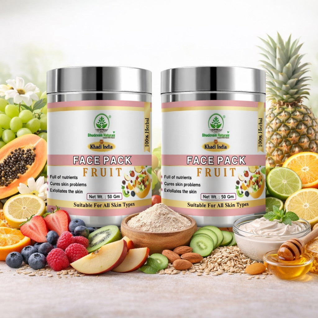Bhudevam naturals Khadi Herbal Fruit Face Pack for Soft, Smooth & Radiant Skin- 100GM (Pack of 2)