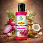 Bhudevam Naturals Khadi Red Onion Hair Oil for Nourished Scalp & Healthy Hair- 210ML