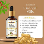 Khadi Sandalwood Essential Oil | Pure & Natural Sandalwood Oil for Face & Skin Care | Herbal Essential Oil for Aromatherapy, Relaxation & Glowing-Looking Skin | 15 ml