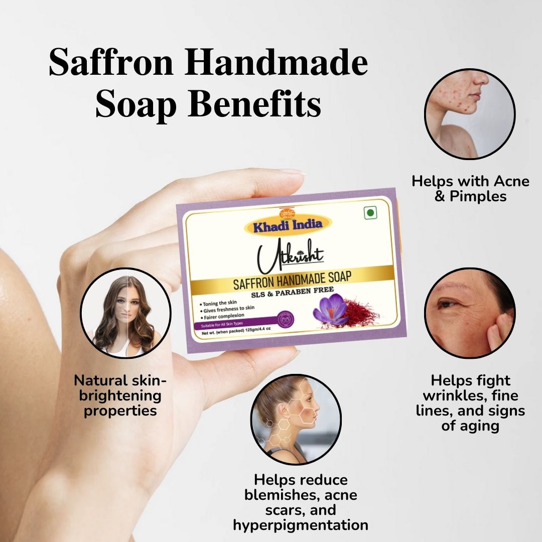 Utkrisht Khadi Herbal Saffron Soap (125g)