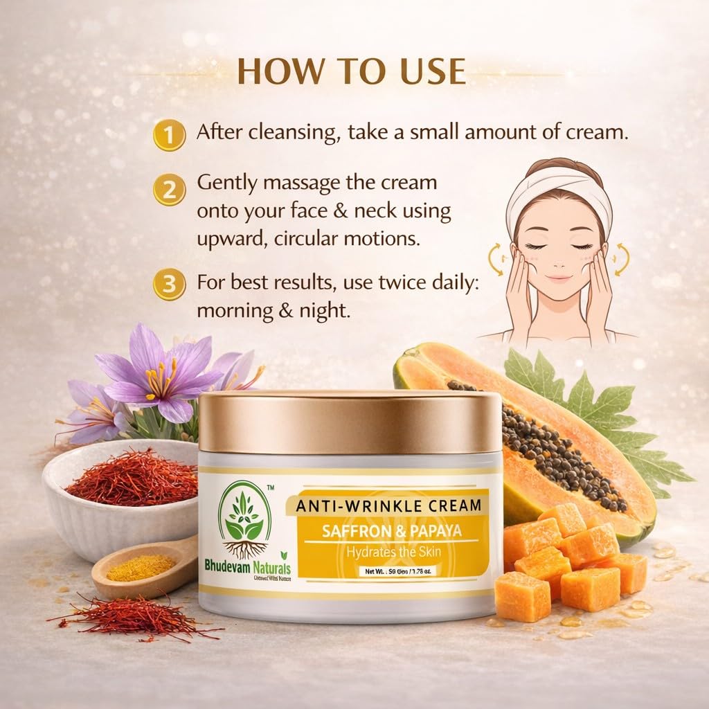 Bhudevam Naturals Khadi Anti Wrinkle Face Cream – Deep Hydration & Wrinkle Repair for Smooth, Firm Skin- 50GM