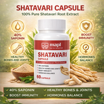MAPL Shatavari Capsules | Organic Ayurvedic Supplement for Women | Supports Hormonal Balance, Stress Resistance, Immunity & Vitality | 60 Capsules