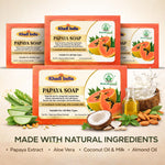 Bhudevam Naturals Khadi Handmade Papaya Soap Bar – Exfoliating & Deep Cleansing Bath Soap for Face & Body - 500GM (Pack of 4)