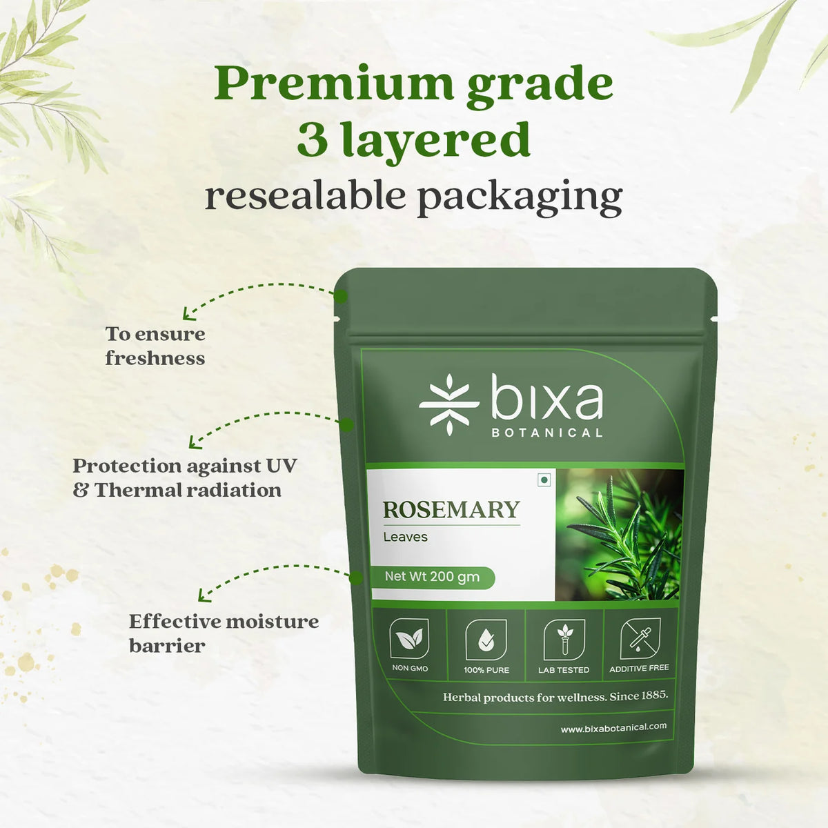 Bixa Botanical Rosemary Dry Leaves | Top-Grade Sourced From Egypt | Culinary Seasoning & Natural Hair Growth Rinse - 120gm