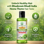 Bhudevam Naturals Khadi Henna Thyme Herbal Hair Tonic for Hair Growth, Frizz Control & Scalp Hydration- 210ML